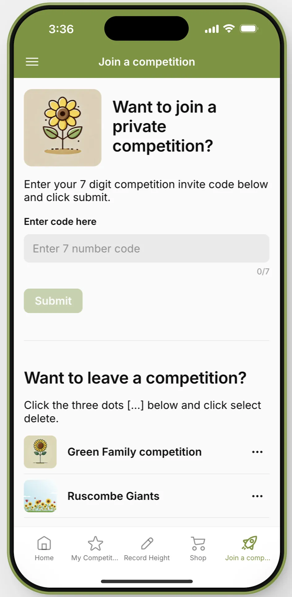 Join Competition Screen