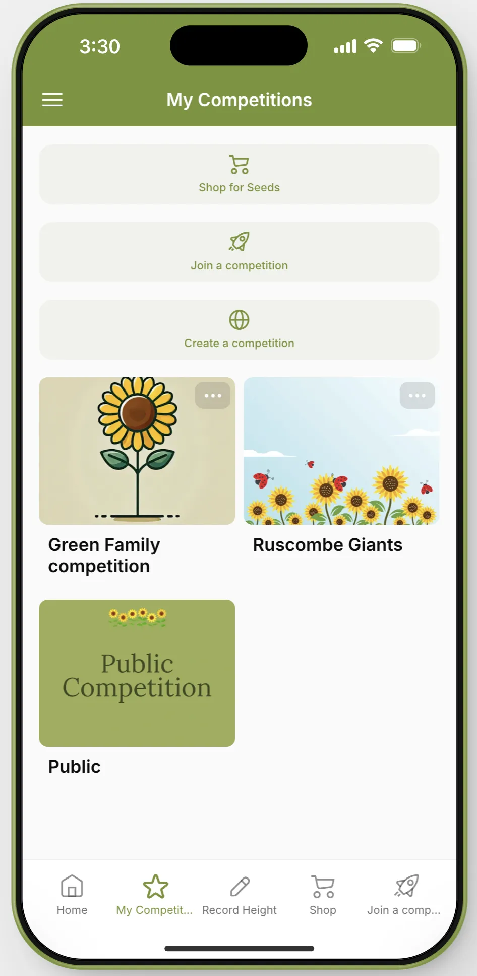 My Competitions Screen